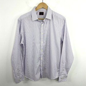 UNTUCKit Mens Shirt Large Vaudon Regular Fit Long Sleeve Purple Striped Cotton